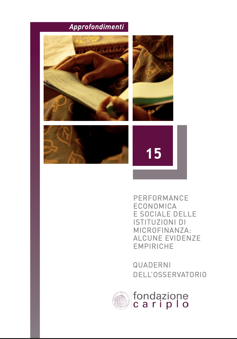 PERFORMANCE ECONOMICA E SOCIALE DELLE ISTITUZIONI DI MICROFINANZA – QUADERNO n.15